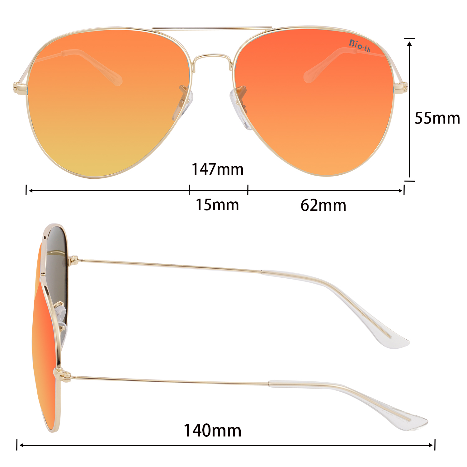 Polarized Aviator Sunglasses UV Protection Metal Mirror Frame