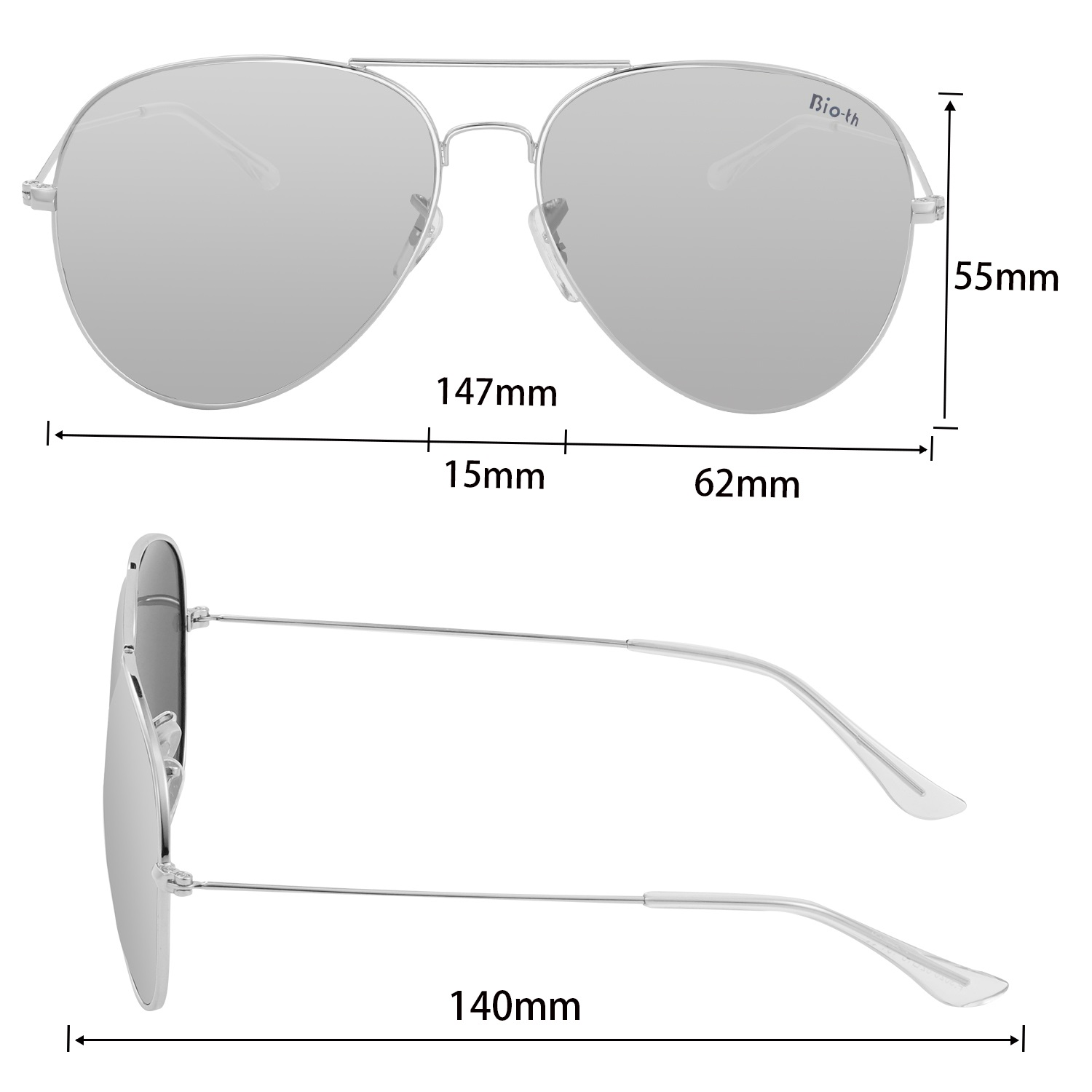 Polarized Aviator Sunglasses UV Protection Metal Mirror Frame