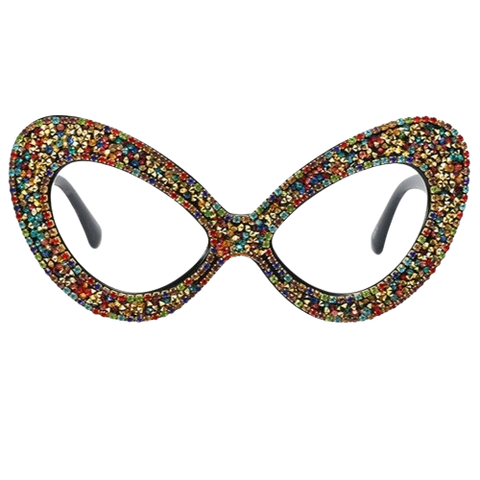 Faye Trendy Pearl Rhinestone Butterfly Frame Anti-Blue Light Eyeglasses with UV400 Protection image