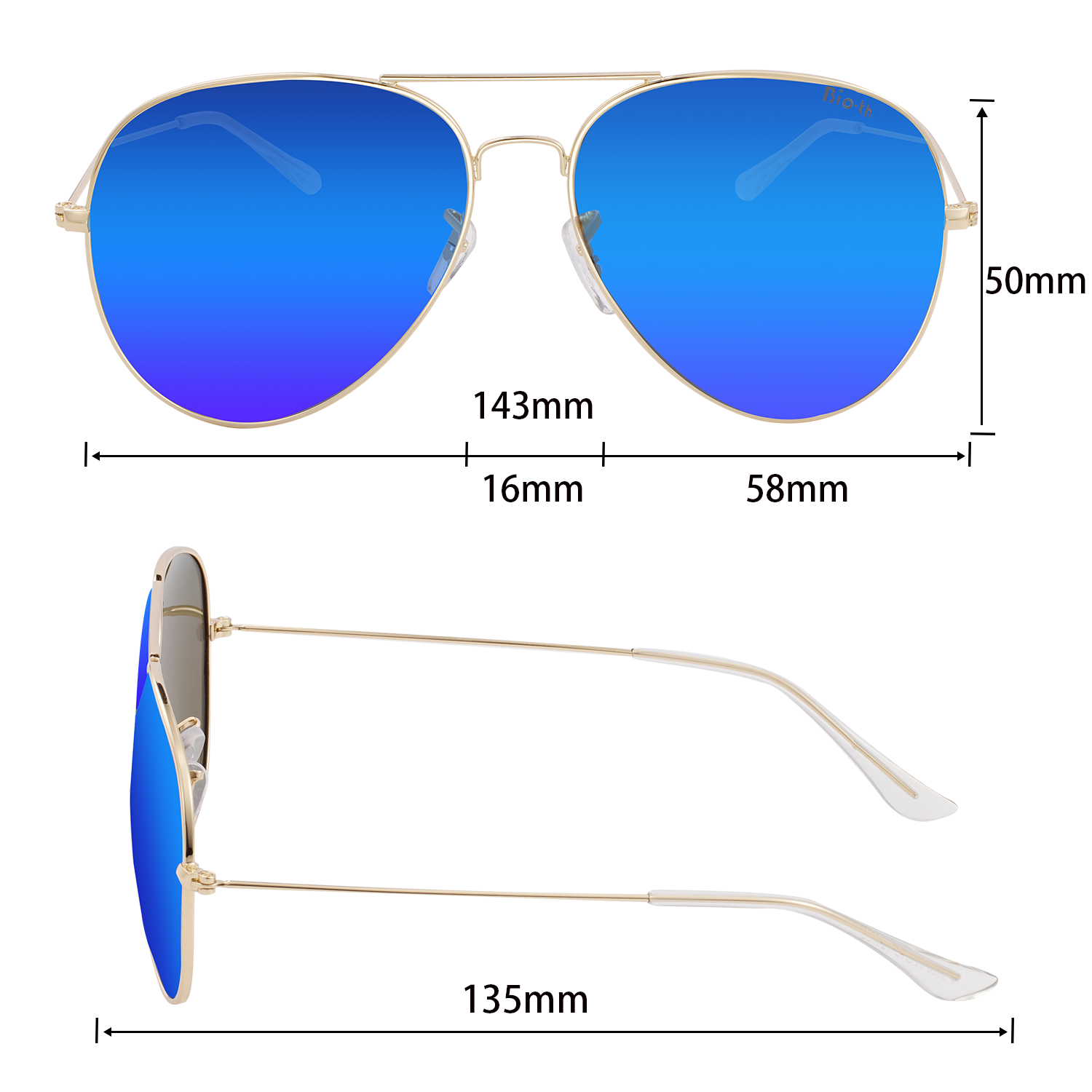 Polarized Aviator Sunglasses UV Protection Metal Mirror Frame