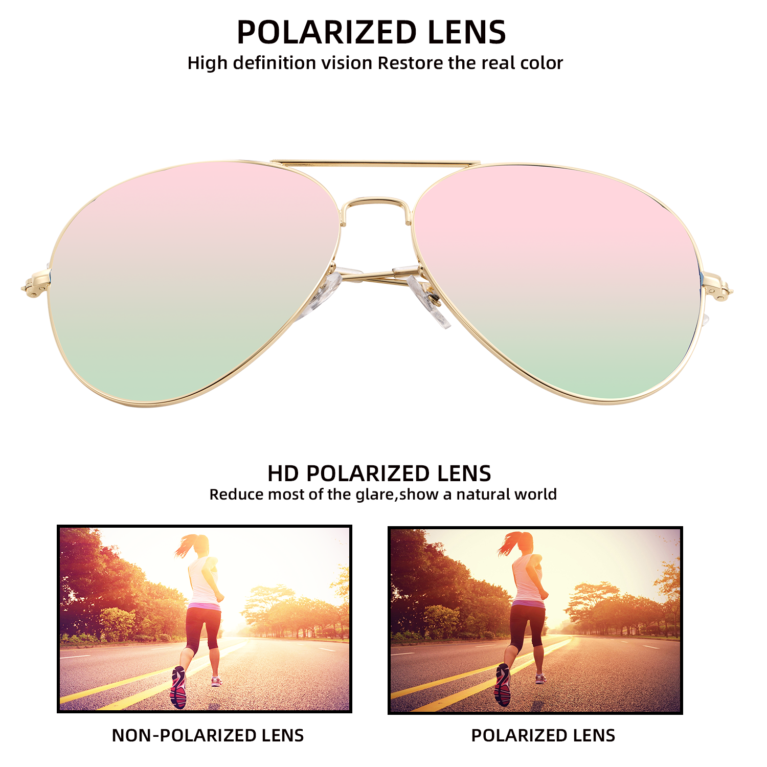 Polarized Aviator Sunglasses for Women Men UV Protection Metal Mirror Frame