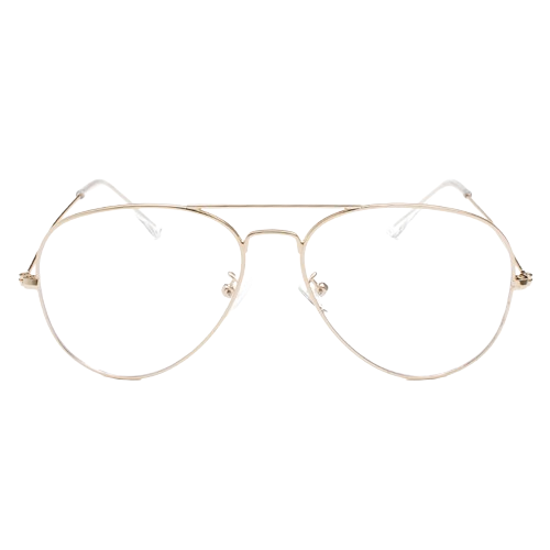 Aviator Anti-Blue Light Ringlet Flat Mirror Metal Frame Eyeglasses