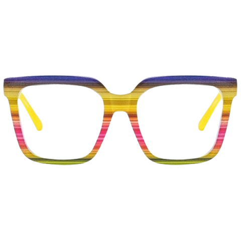 Zoey Trendy Plaid Color Full Rim Large Slimming Anti-Blue Light Eyeglasses with UV400 Protection image