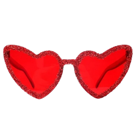 Glitter Candy Color Love Heart Rimless Trendy Sunglasses - Frameless Design - Whimsies image