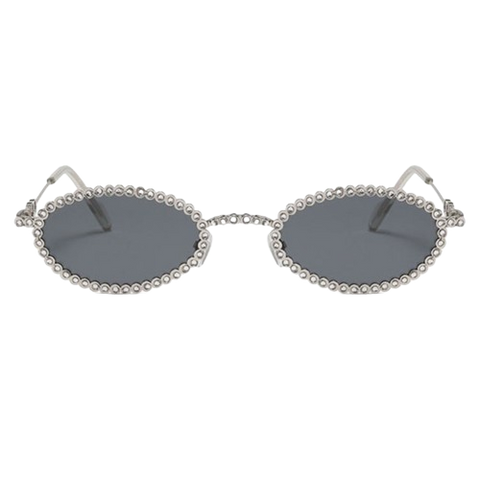 Full Diamond Oval Frame Sunshade Concave Shape Diamond Retro Pookie Sunglasses image