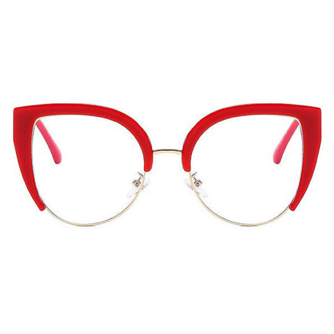 Fashion Forward Cat-eye Metal Eyebrow Half-frame Anti-Blue Light Felix Eyeglasses - Trendy Metal Design for Style and Protection image