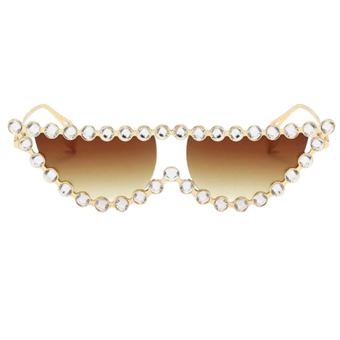 Patter Cat Eye Diamond Decorated Sunglasses Exuding Luxury and Brilliance image