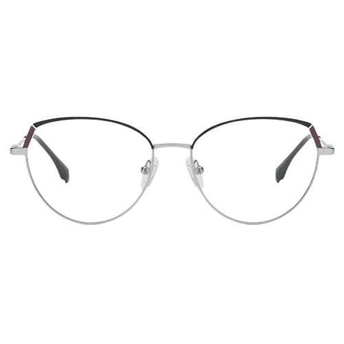 Modern Dinky Frames with Iron Slingshot Legs, Dual Colors, Anti-Blue Light Cat-Eye Flat Mirror Glasses