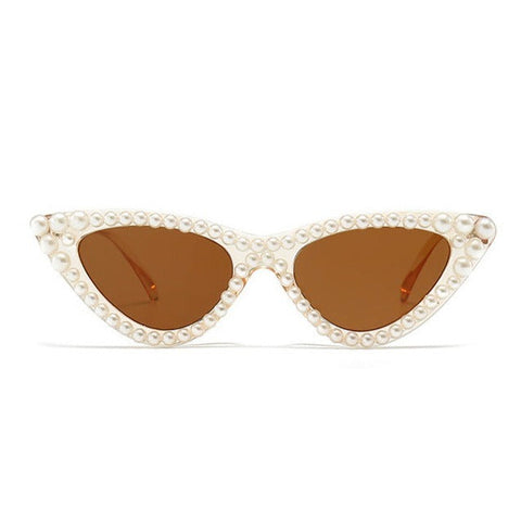 Judde Classy Diamond Pearl Cat-Eye Sunglasses - Superior Quality Stylish Street Fashion Sunblock image