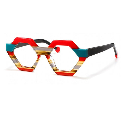 Marsh Fashionable Colorful Spliced Special-shaped Frame Anti-Blue Light Eyeglasses with UV400 Protection image