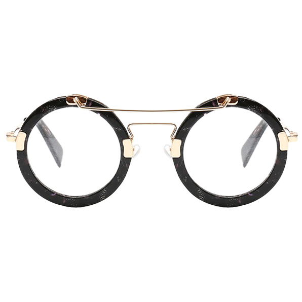 Style with Our Brand-New Round Retro Double Beam Gold Glue Mixed Plate Indie Glasses