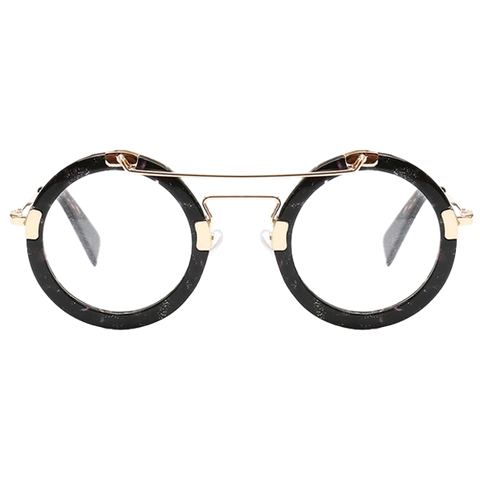 Style with Our Brand-New Round Retro Double Beam Gold Glue Mixed Plate Indie Glasses image