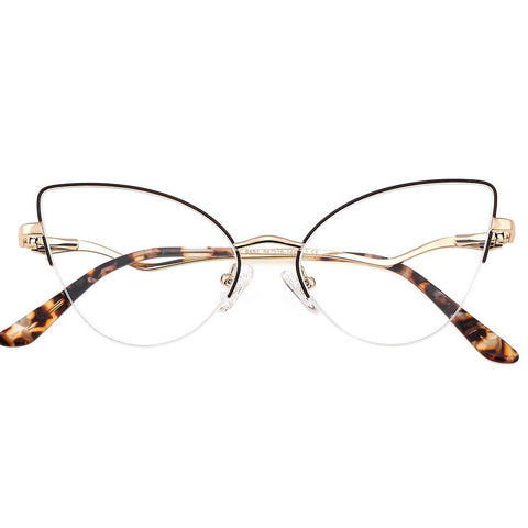 Metallic Half Frame Eyeglasses with UV Defense and Stylish Protection image