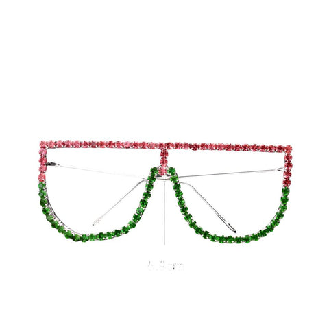 Fashionable Rhinestone Frame Glasses With a Mixed Color Frame and No Lens image