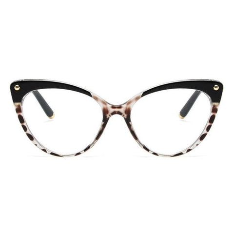 Elle Elegant Round Cat-eye Retro Flat Mirror Anti-Blue Light Eyeglasses with UV400 Protection image