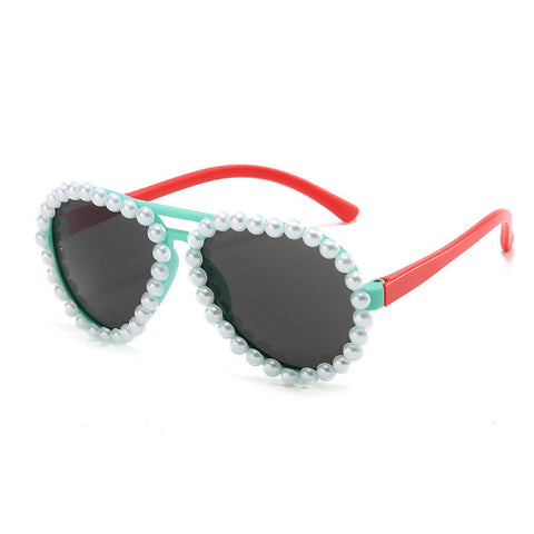 Avery Kids Sunglasses Trendy Diamond Style with Fashionable Pearl Accents image